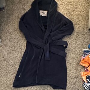 UGG NAVY Cozy Shawl-Collar FLEECE LINED Robe with Tie
